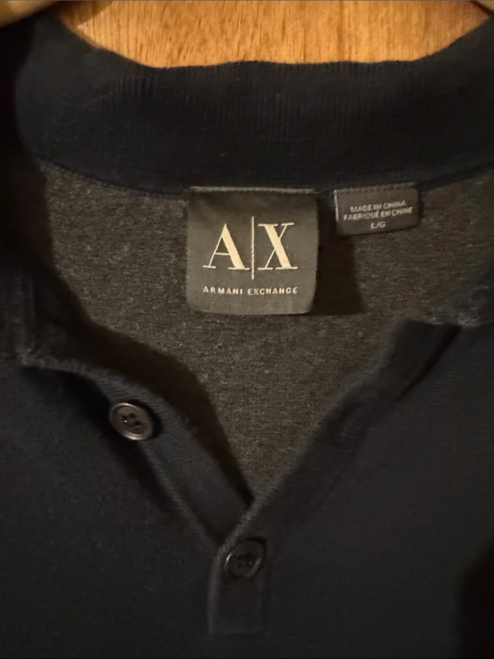 A/X Armani Exchange Men's Black Polo with Blue Trim and brownish back (mlb)
